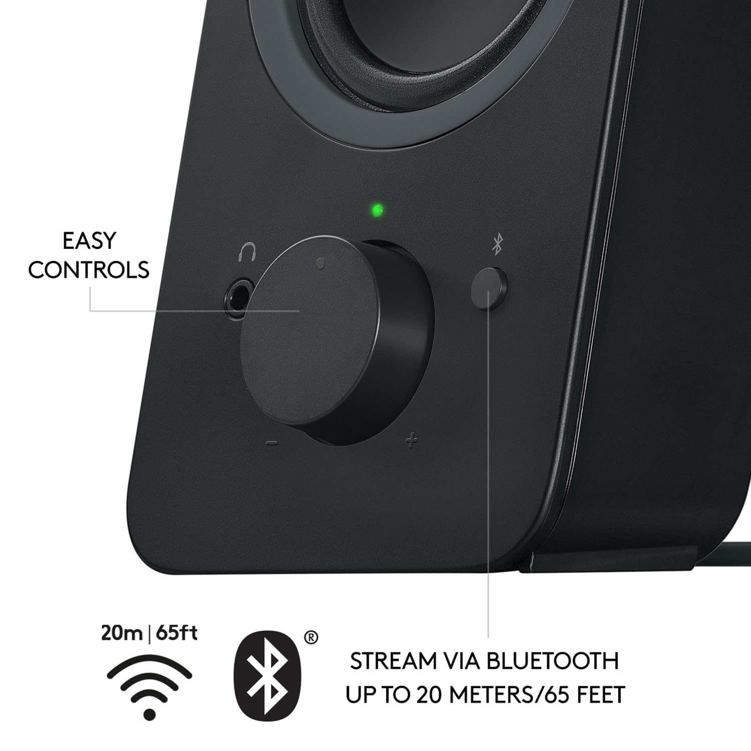 Logitech Z207 2.0 Stereo Computer Speakers with Bluetooth | 10 Watts peak power, active drivers with passive radiators, 3.5 mm input and headphone jack, ideal for PC setups