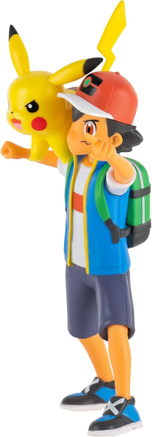 Pokémon 4.5-Inch Feature Battle Action Figure, Features Ash and Launch into Action 2-Inch Pikachu