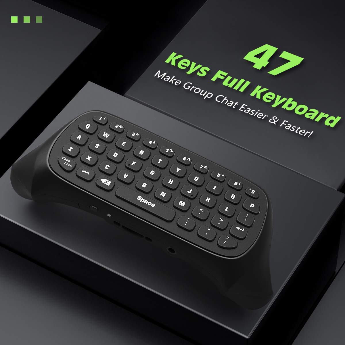 TiMOVO Green Backlight Keyboard for Xbox One, Xbox Series X/S,Wireless Chatpad Message KeyPad with Headset & Audio Jack,Mini Game Keyboard Fit Xbox One/One S/One Elite/2, 2.4G Receiver Included, Black - Flex Gamingproduct_type