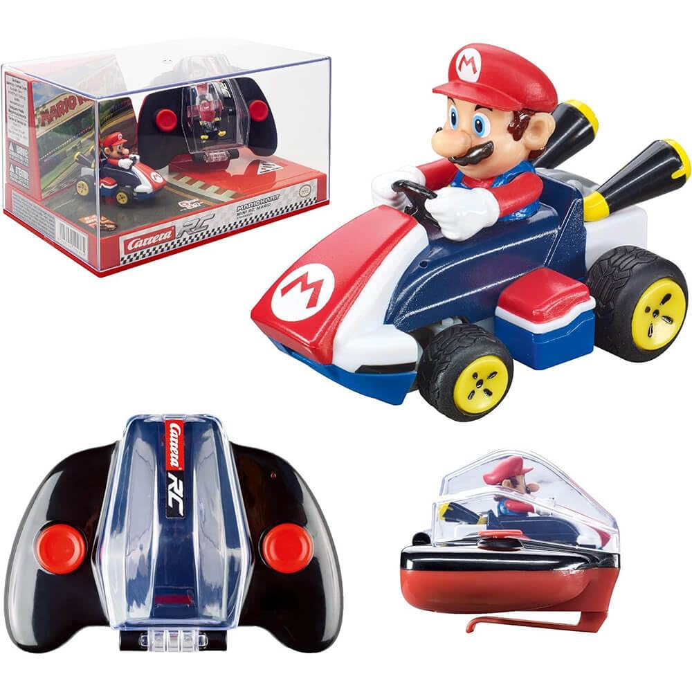 Carrera RC Nintendo Mario Kart 2.4 GHz Mini Collectible Radio Remote Control Toy Car Vehicle - Peach | Official Licensed Mario Miniature Collectible Toy RC Car for Kids 6+, Ready To Run, Rechargeable Battery, Radio RC Racing