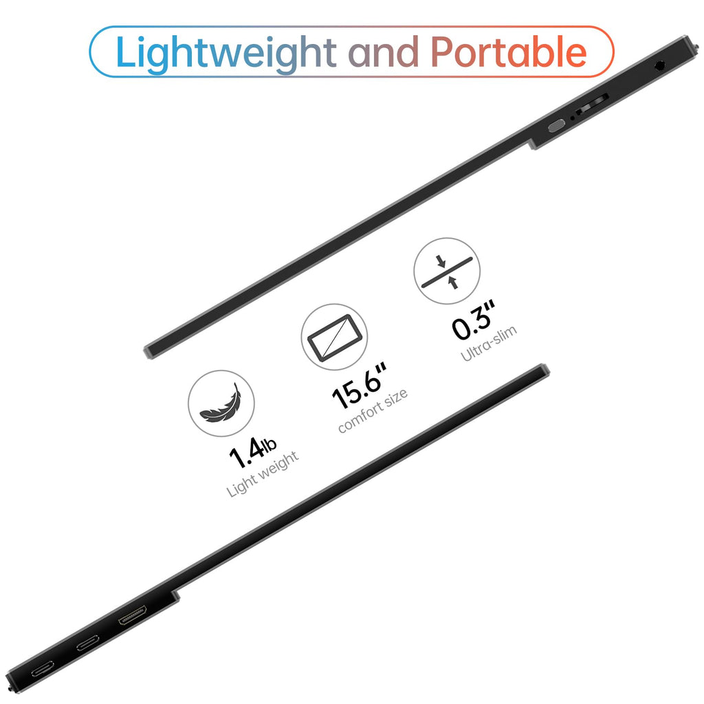 MNN Portable Monitor 15.6inch FHD 1080P 60Hz USB C HDMI Gaming Ultra-Slim IPS Display w/Smart Cover & Speakers,HDR Plug&Play, External Monitor for Laptop PC Phone Mac (15.6'' 1080P) - Flex Gamingproduct_type