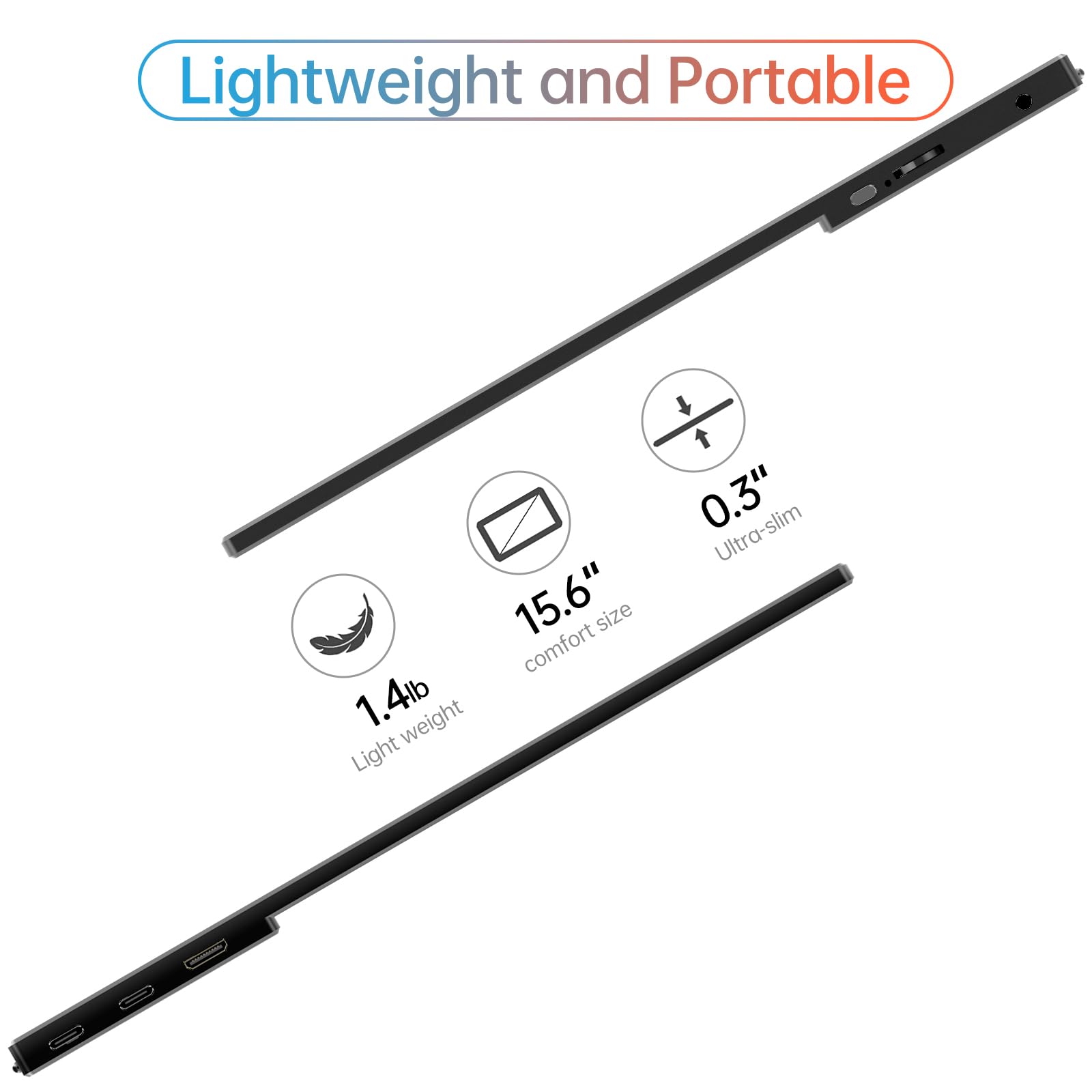 MNN Portable Monitor 15.6inch FHD 1080P 60Hz USB C HDMI Gaming Ultra-Slim IPS Display w/Smart Cover & Speakers,HDR Plug&Play, External Monitor for Laptop PC Phone Mac (15.6'' 1080P) - Flex Gamingproduct_type