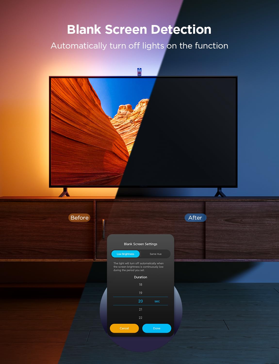 Govee TV Backlight 3 Lite with Fish-Eye Correction Function Sync to 75-85 Inch TVs, 16.4ft RGBICW Wi-Fi LED Strip Lights with Camera, 4 Colors in 1 Lamp Bead, Voice and APP Control, Adapter - Flex Gamingproduct_type
