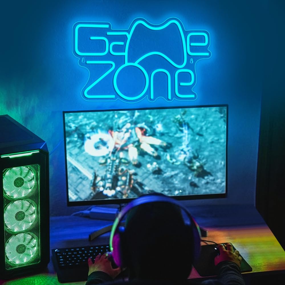 Gaming Zone Neon Sign,Game Zone Neon Sign for Teens Gamer Room Decor，Gaming Light Neon Sign for Gaming Wall Decor，Led Neon Gaming Sign for Gamer Gifts Boys - Flex Gamingproduct_type