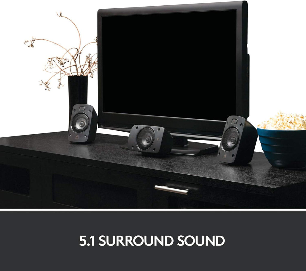Logitech Z906 5.1 Surround Sound Speaker THX Dolby DTS - Black | Certified, digital audio input, multiple devices setup