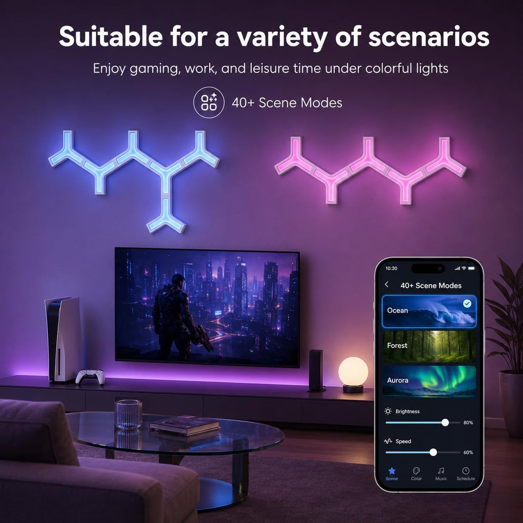 Gtminan Y-Shaped 3D RGB LED Wall Lights – 8 Pack