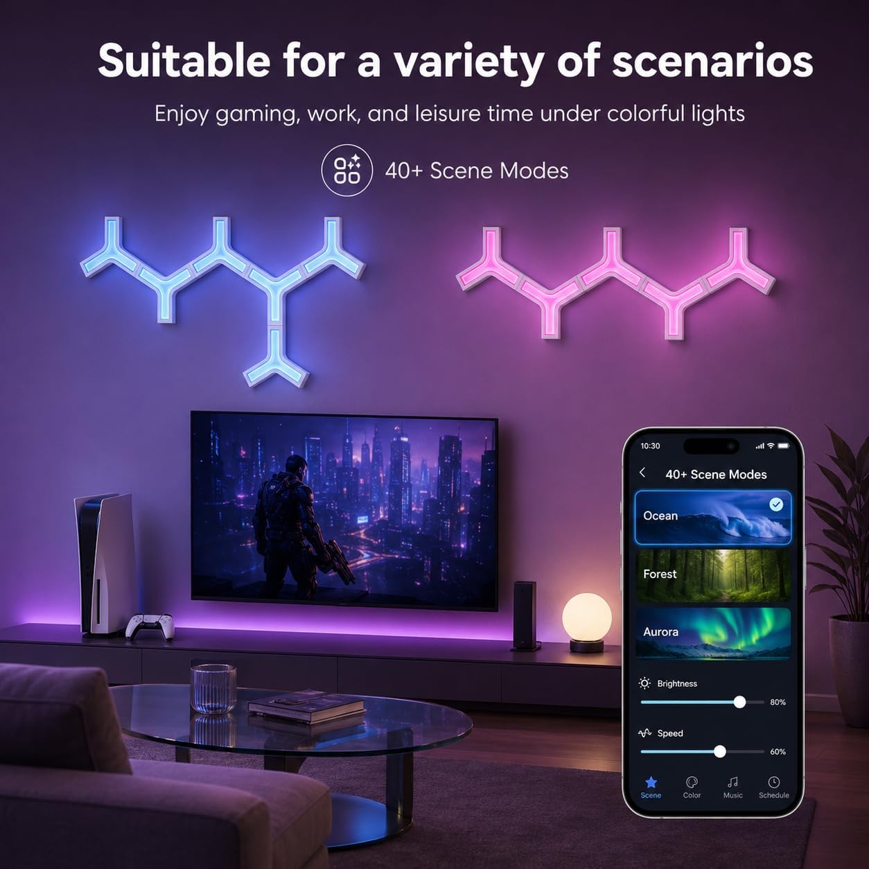 Gtminan Y-Shaped 3D RGB LED Wall Lights – 8 Pack