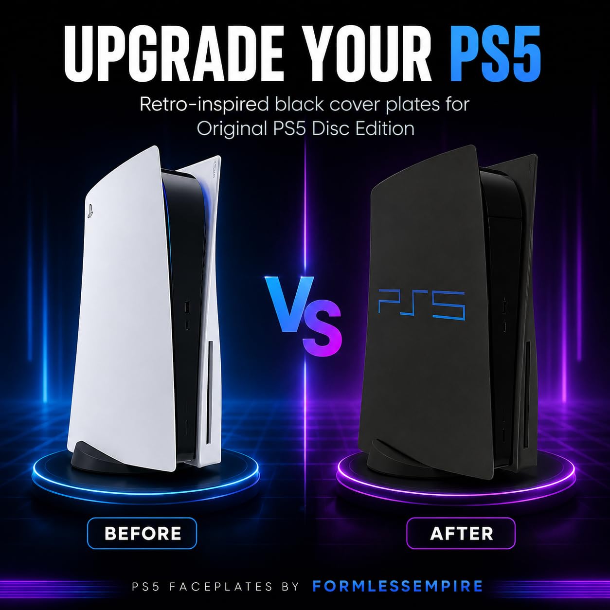 Cover Plates and Faceplate for PS5 Disc Edition, Compatible with PlayStation 5 Original Console, Red and Black Spider Design Replacement Side Panels - Flex Gamingproduct_type