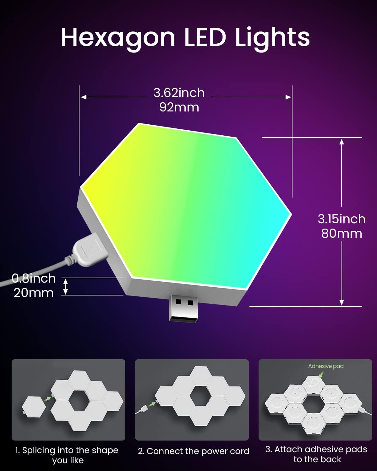 NIUCOO RGB Hexagon LED Wall Panels – 3 Sizes