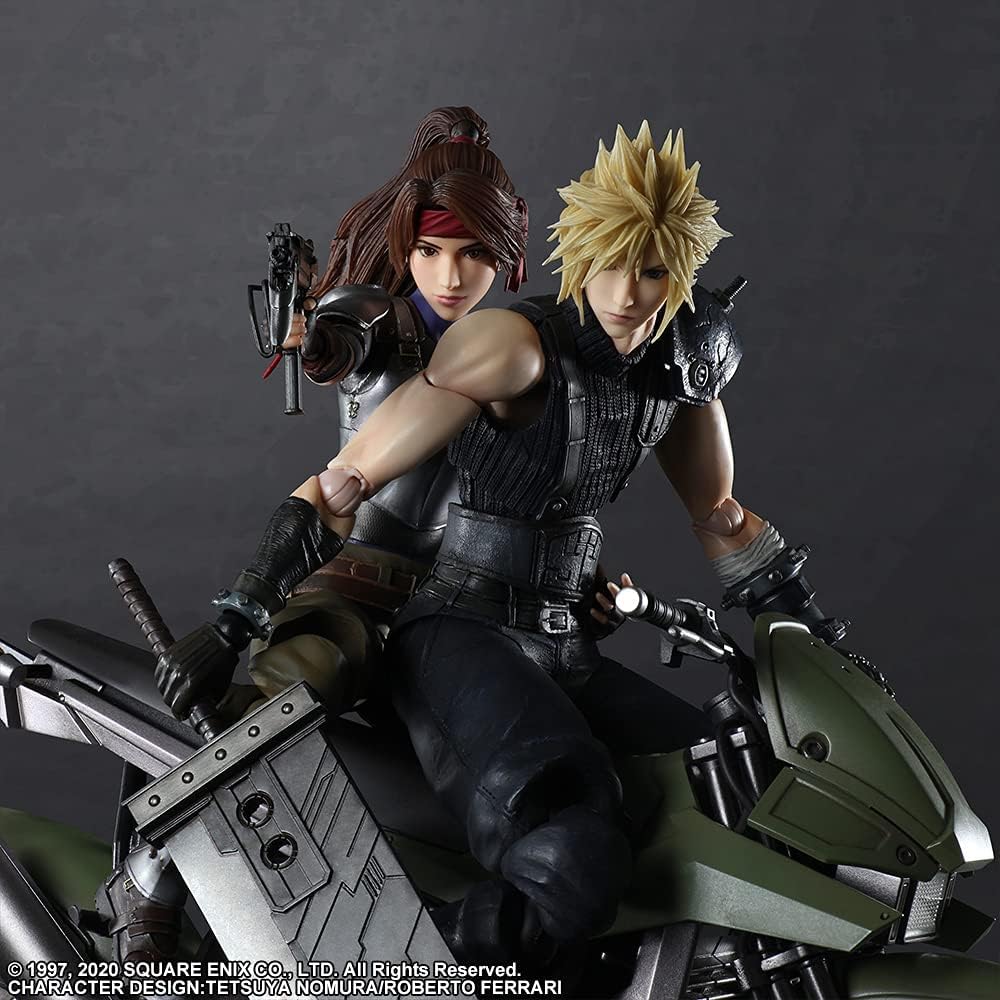 Square Enix Final Fantasy VII Remake: Cloud Strife, Jessie and Motorcycle Play Arts Kai Action Figure Set Jessie: W 3.13" x D 2.23" x H 9.72" | Final Fantasy VII 10 Inch Action Figure Play Arts Kai - Jessie with Cloud & Motorcycle Set