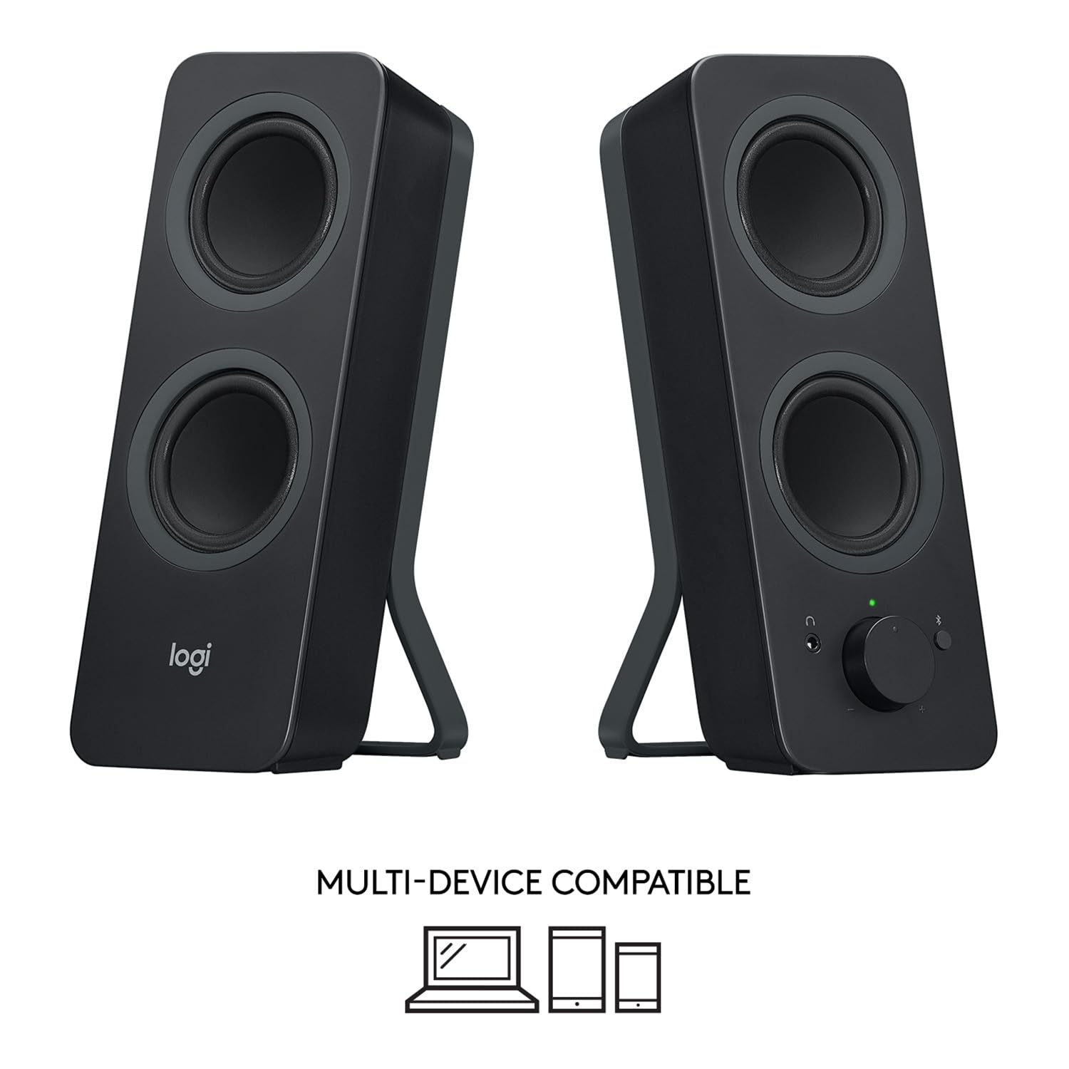 Logitech Z207 2.0 Stereo Computer Speakers with Bluetooth | 10 Watts peak power, active drivers with passive radiators, 3.5 mm input and headphone jack, ideal for PC setups