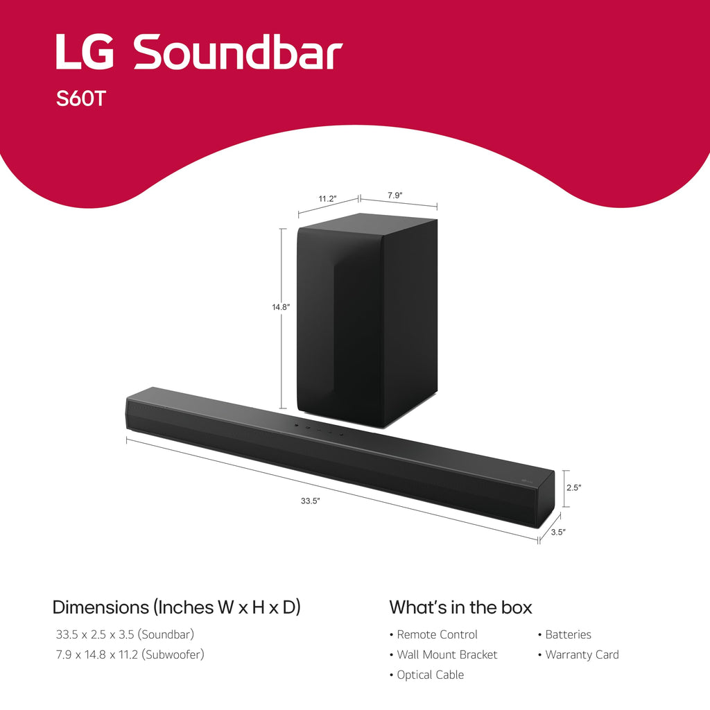 LG S-Series Home Theater Soundbar with Wireless Subwoofer – S20A, S40T, S40TR & S60T