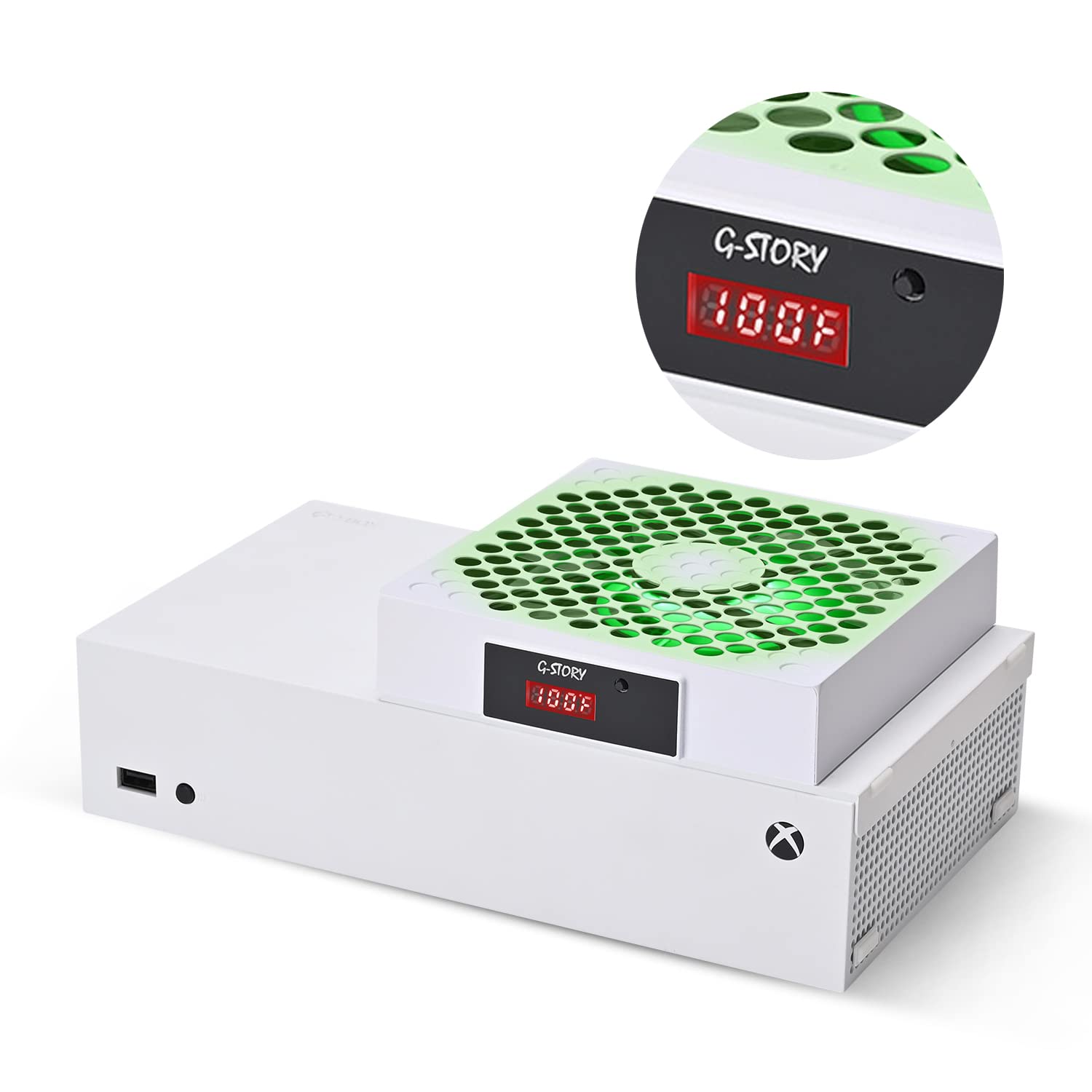 G-STORY Cooling Fan for Xbox Series S with Automatic Fan Speed Adjustable by Temperature, LED Display, High Performance Cooling, Low Noise, 3 Speed 1500/1750/2000RPM (140MM) with RGB LED (White) - Flex Gamingproduct_type