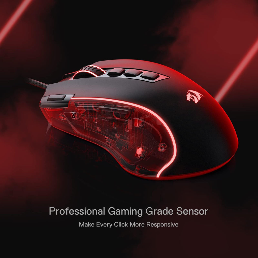 Redragon M612 Predator RGB Gaming Mouse, 8000 DPI Wired Optical Mouse with 11 Programmable Buttons & 5 Backlit Modes, Software Supports DIY Keybinds Rapid Fire Button - Flex Gamingproduct_type