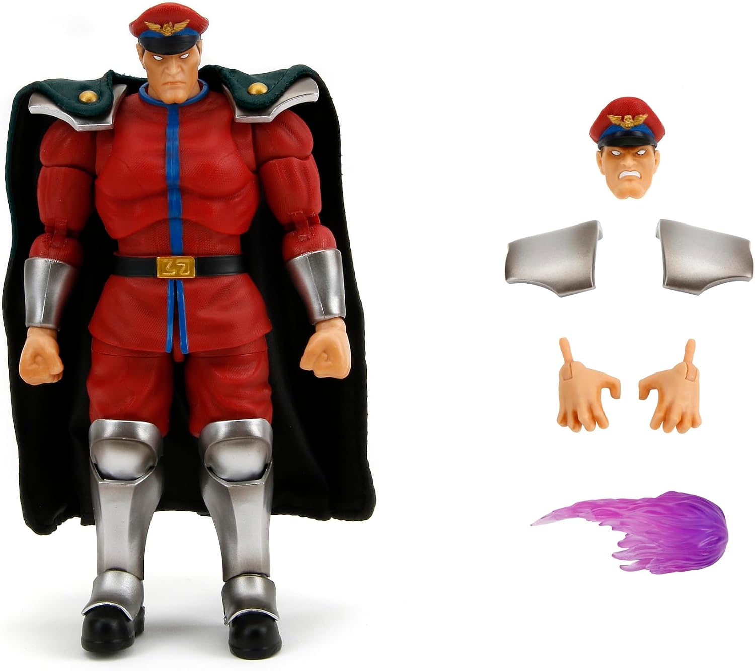 Jada - Street Fighter 2- Articulated Figure of M. Bison 15 cm, Collectable, with Interchangeable Hands and Head, Accessories, 20 Articulated Points, Ages 13 (253252030)