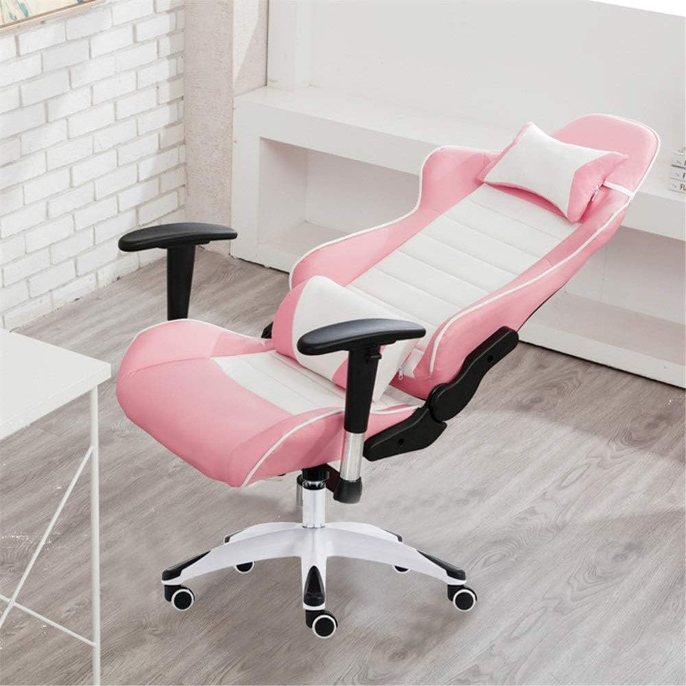 Gaming Chair PU Leather Gaming Chair Comfortable Computer Chair Home Office Game Chair Ergonomic Gaming Chair (Color : Pink Size : 120-128x50x70cm) - Flex Gamingproduct_type