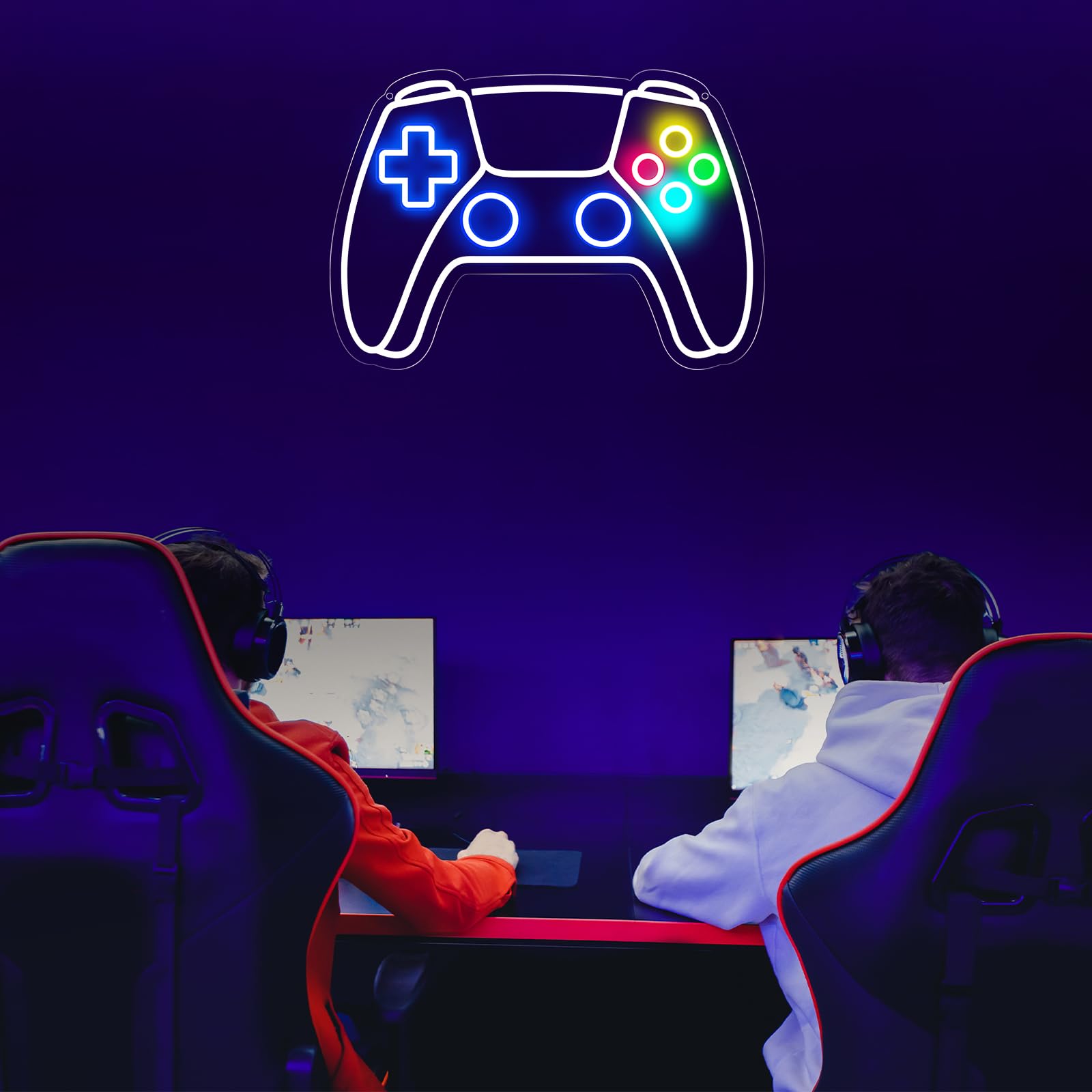 Gamer Neon Sign, Gamepad Shaped LED Neon Sign for Gamer Room Decor, Gaming Neon Sign for Boys Room Decor, Neon Gaming Sign for Gaming Wall Decor, USB Powered Gamer Gifts for Teens, Boys, Kids - Flex Gamingproduct_type