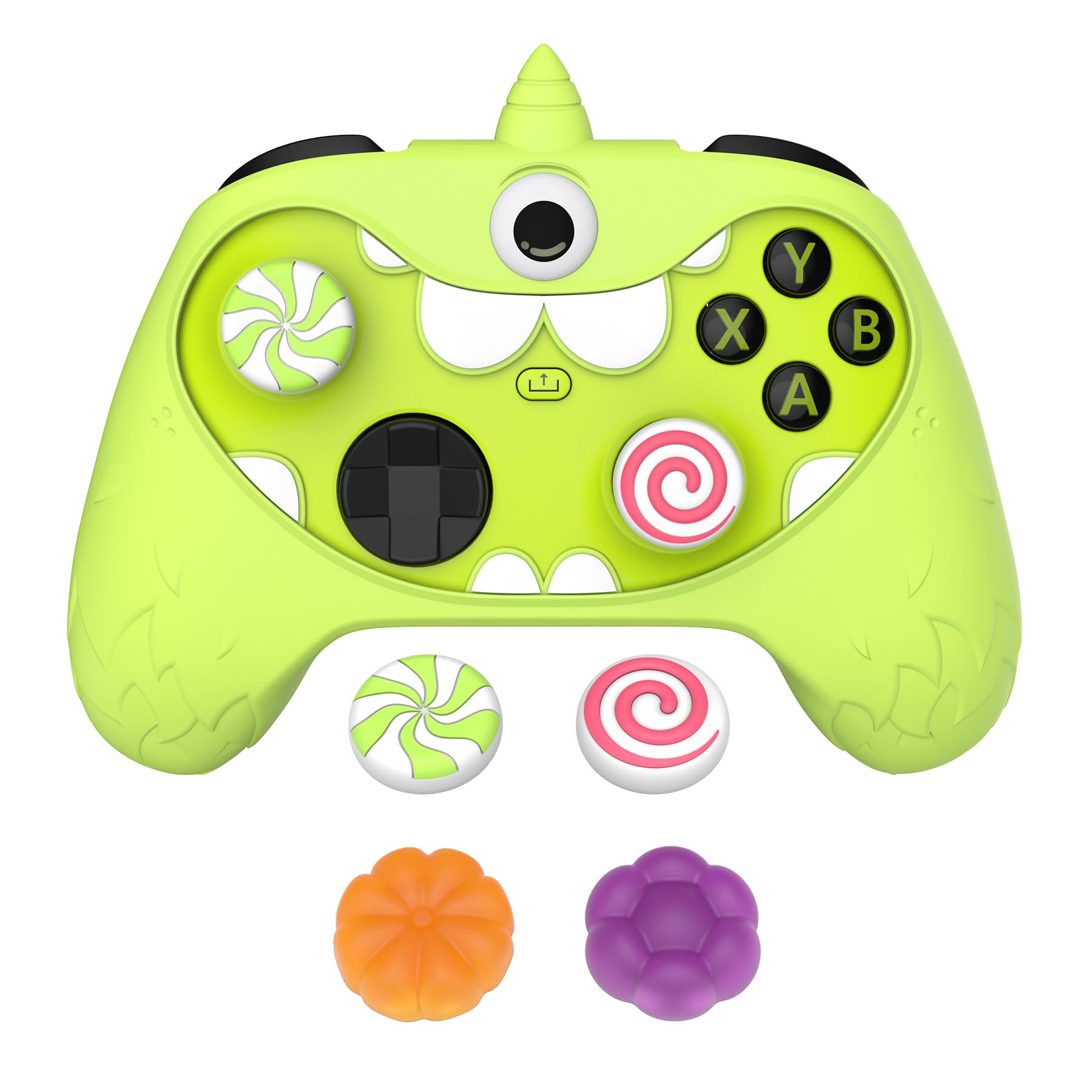 PlayVital MonoEye Monster Controller Skin for Xbox Series X/S - Cute Anti-Slip Silicone Cover Case with 4 Candy Thumb Grip Caps & Stickers, Full Protection Set, Green - Flex Gamingproduct_type