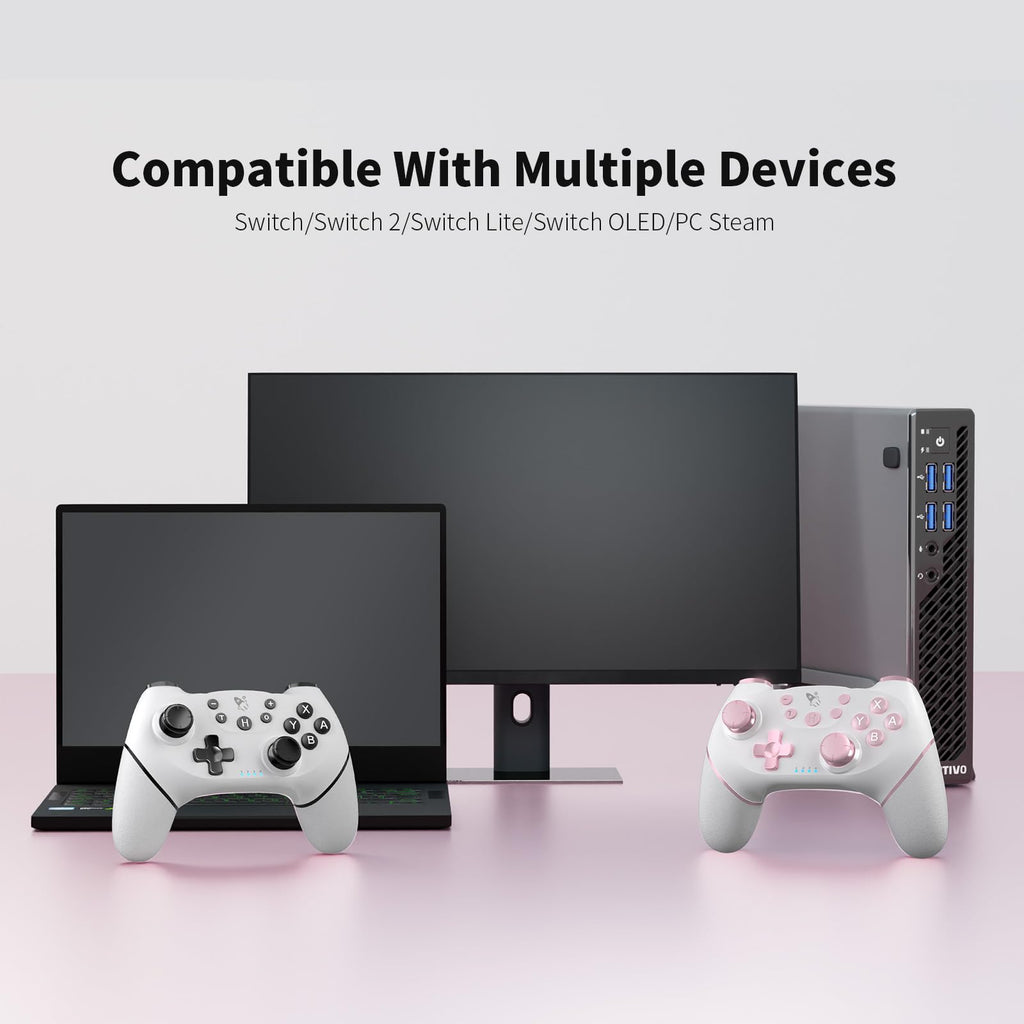 AceGamer Wireless Pro Controller for Nintendo Switch/Lite/OLED/Switch 2/PC, 2 pack, Hall Effect Joystick for Switch 2 Pro Controller with Wake-Up/Dual Vibration/Turbo/Ergonomic ! (Black&White) - Flex Gamingproduct_type