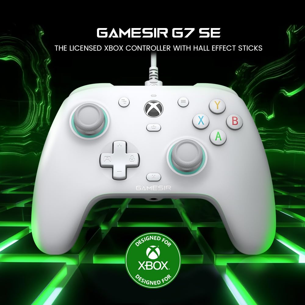 GameSir G7 SE Wired Controller for Xbox Series X|S, Xbox One & Windows 10/11, Plug and Play Gaming Gamepad with Hall Effect Joysticks/Hall Trigger, 3.5mm Audio Jack (White) - Flex Gamingproduct_type