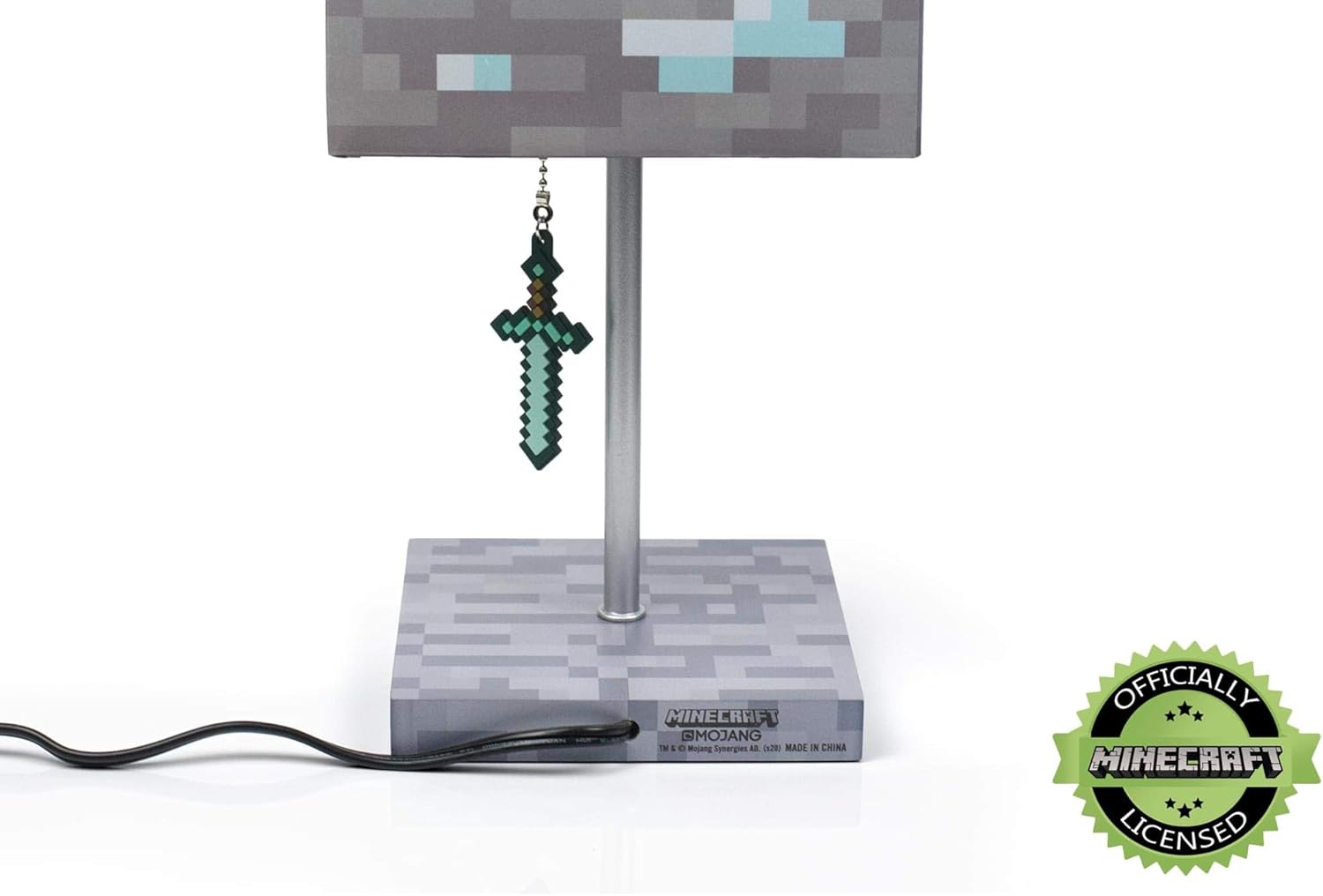 Minecraft Diamond Ore Block LED Desk Lamp with Diamond Sword Puller