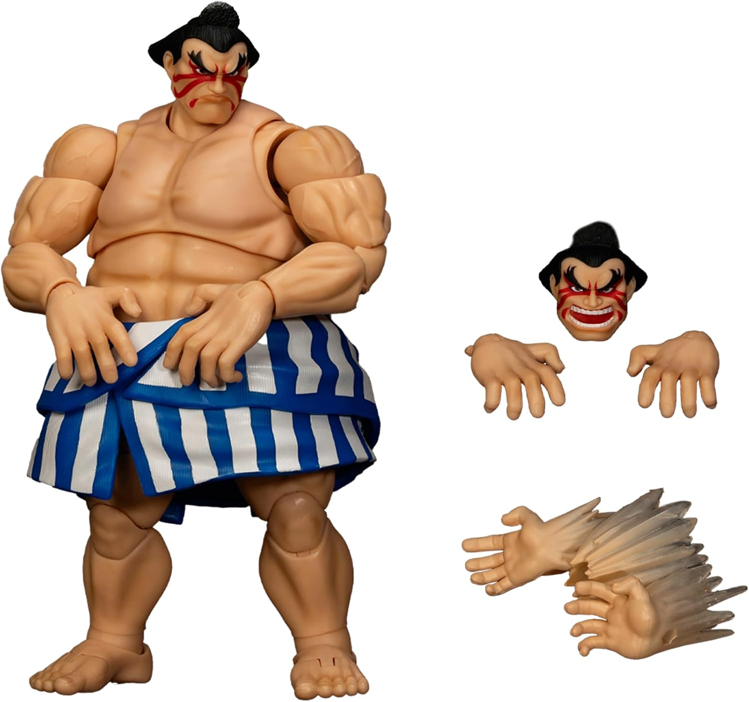 Jada Toys Street Fighter Figure E. Honda (16 cm) - Movable Collectible and Action Figure from Street Fighter 2: The Final Challengers, with Alternative Head, Hands and Accessories, from 13 Years