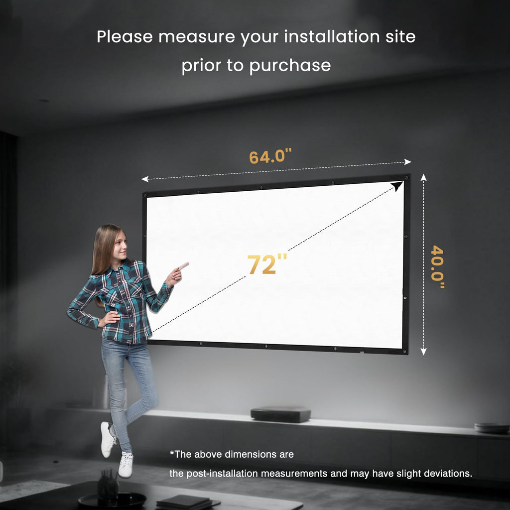 120 inch Projector Screen Upgraded- Black Backing, Straight Edges, Foldable, Washable and Wrinkle-Free - for Indoor Home Theater and Outdoor Cinema -White 16:9 by IOLIEO - Flex Gamingproduct_type
