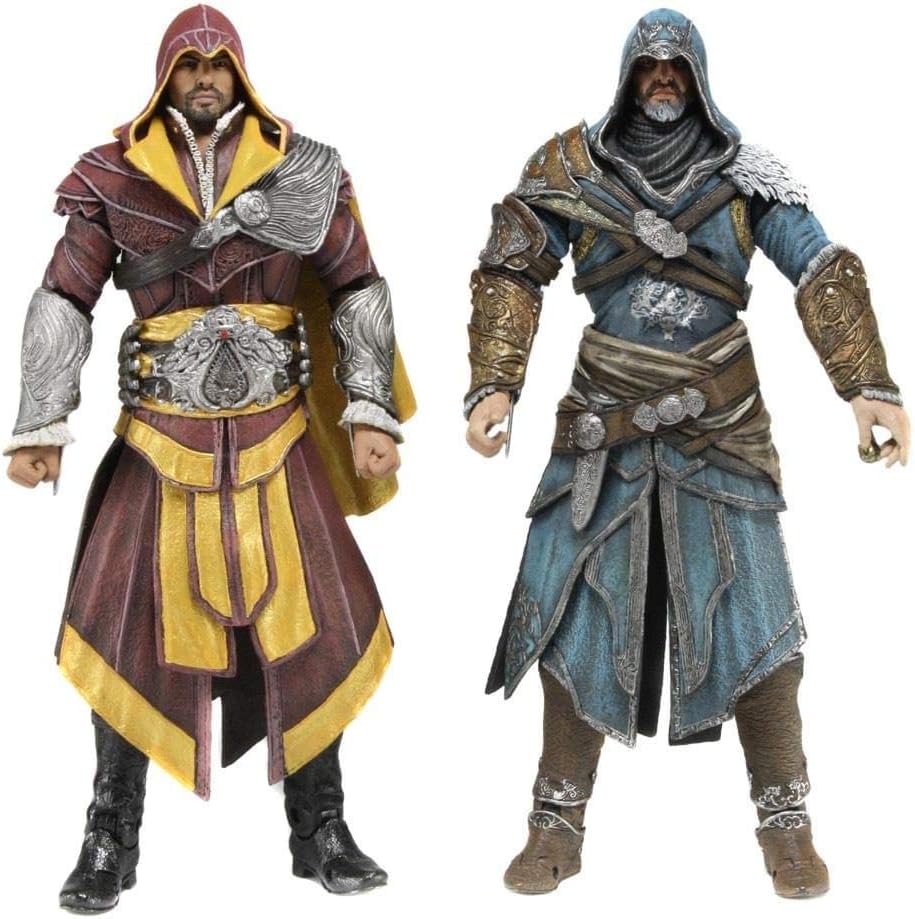 NECA 60817 7-inch Assassins Creed Revelations Action Figure (Pack of 2) | Assassin's Creed Brotherhood & Revelations 6 Inch Figure 2-Pack Exclusive - Florentine Scarlet & Caspian Teal Ezio