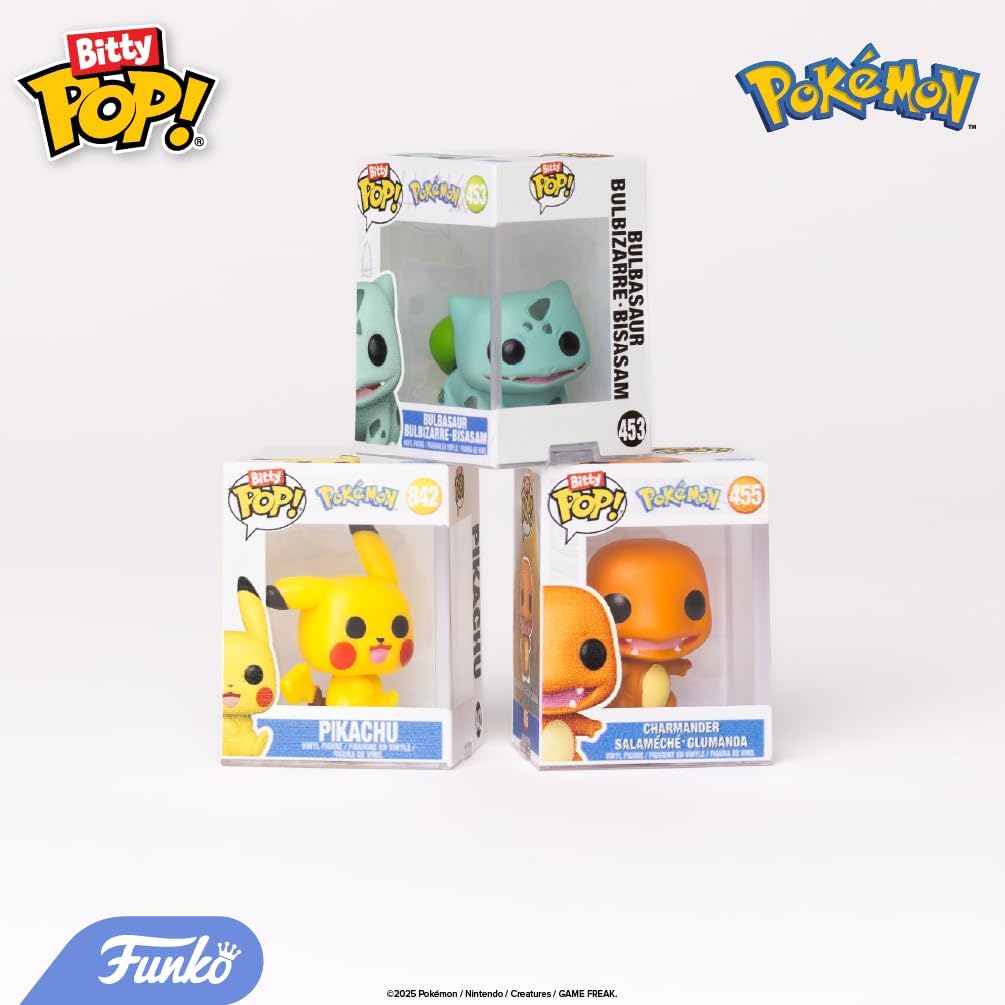 Funko Bitty POP! 4 Pack: Pokemon - Squirtle, Eevee, Growlithe, Psyduck | Official Video Games Merch - Tiny 0.9 inch Figures with Display Shelf - Cake Topper, Party Bag and Stocking Filler Gift