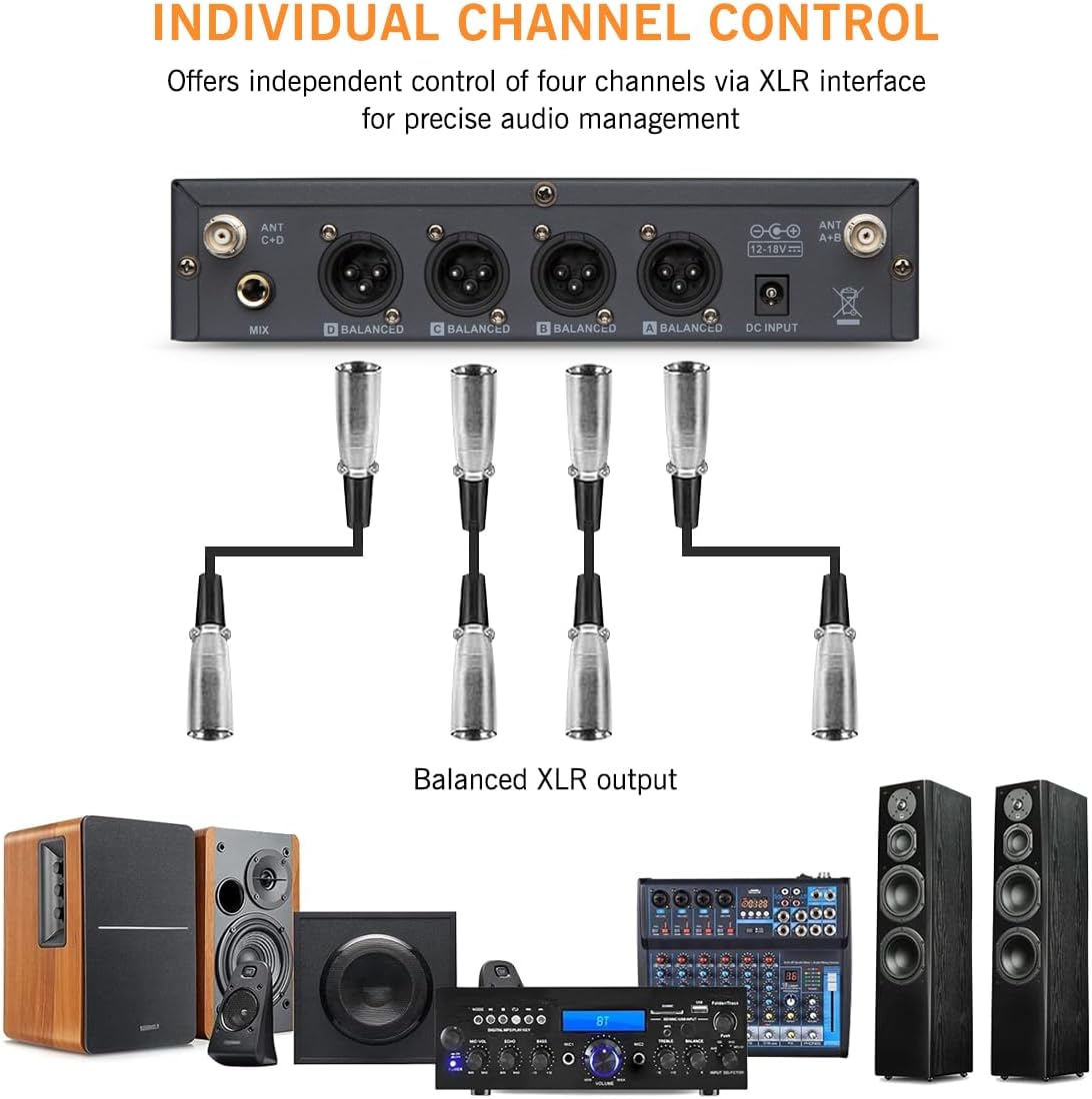 UHF Wireless Microphone System with 2 Handheld & 2 Bodypacks | Includes 2 handheld and 2 bodypack microphones for church, conferences, presentations, karaoke and live events. - Flex Gamingproduct_type