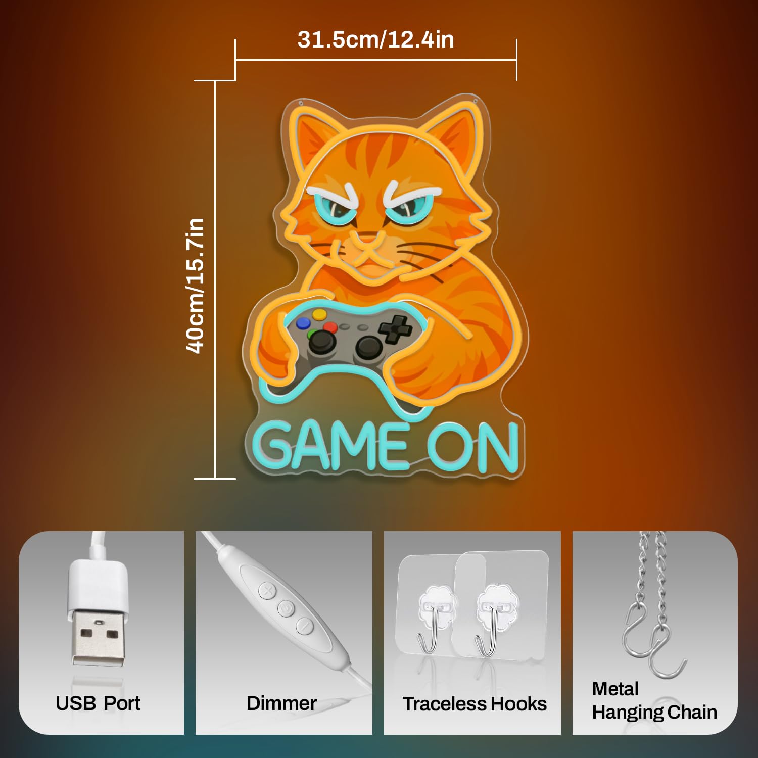 Gamer Mode Neon Sign for Gaming Room Decor, USB Powered LED Wall Light with Dimmer, Cool Gamer Setup Accessories for Bedroom, Streamer Background, Teen Boy Game Room, Man Cave