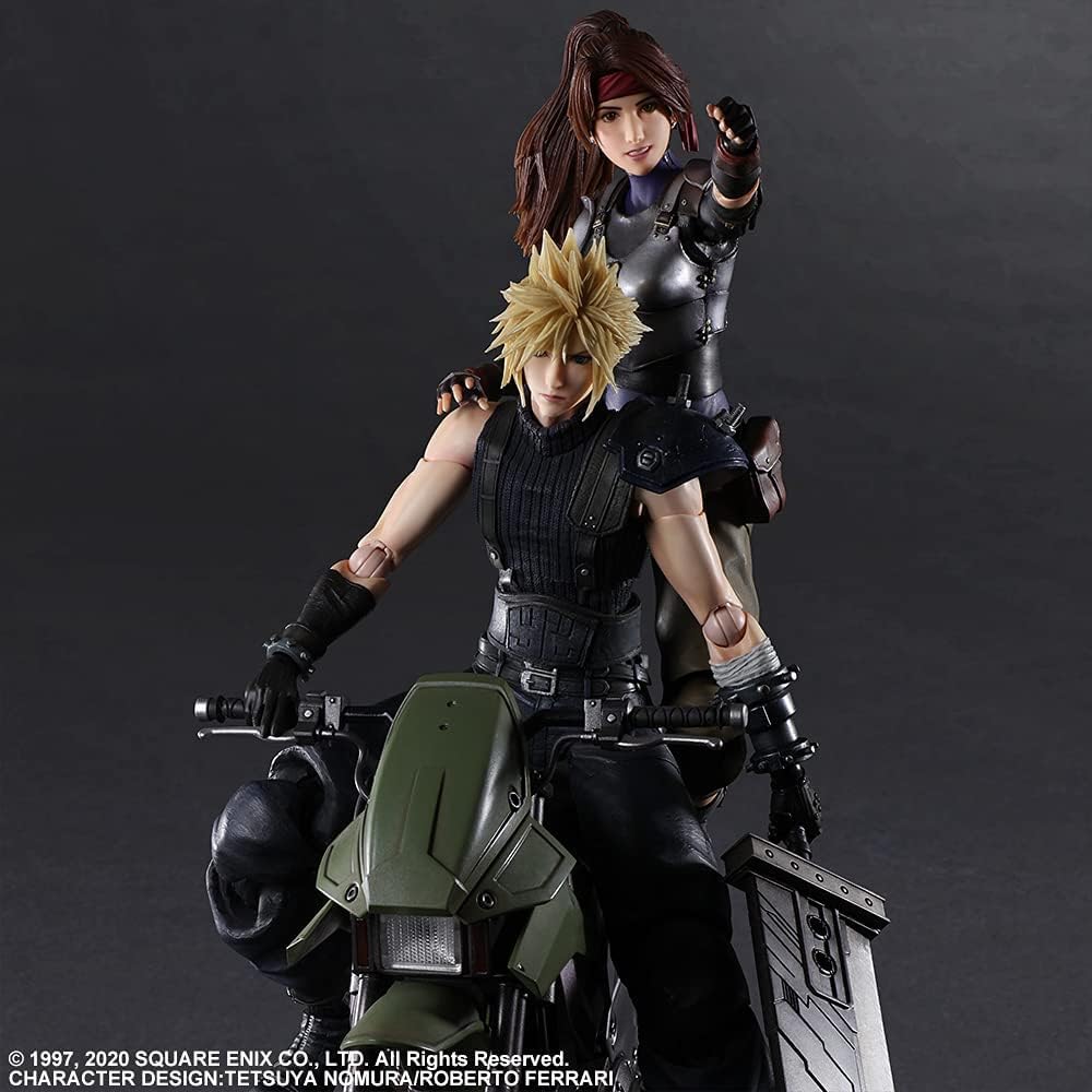 Square Enix Final Fantasy VII Remake: Cloud Strife, Jessie and Motorcycle Play Arts Kai Action Figure Set Jessie: W 3.13" x D 2.23" x H 9.72" | Final Fantasy VII 10 Inch Action Figure Play Arts Kai - Jessie with Cloud & Motorcycle Set