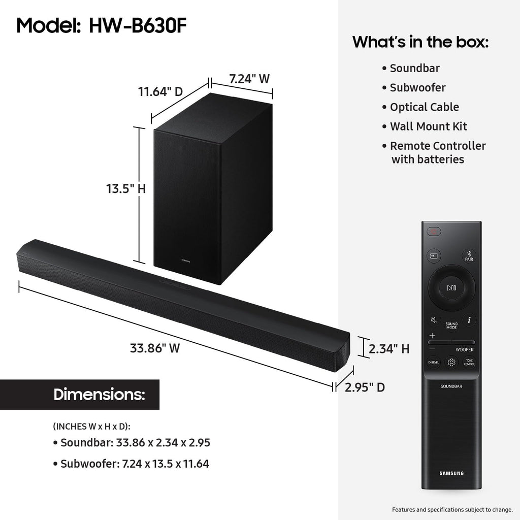 Samsung B & C-Series Soundbar Range – HW-B400F, B550F, B630F, B750F, B750D & C450