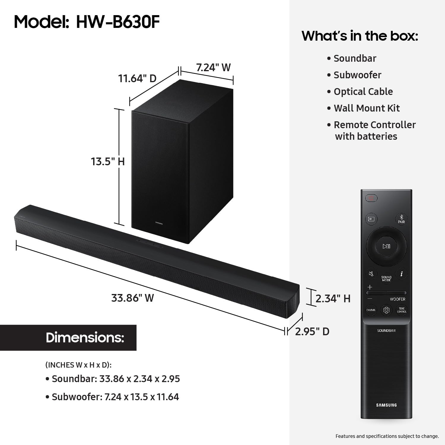 Samsung B & C-Series Soundbar Range – HW-B400F, B550F, B630F, B750F, B750D & C450