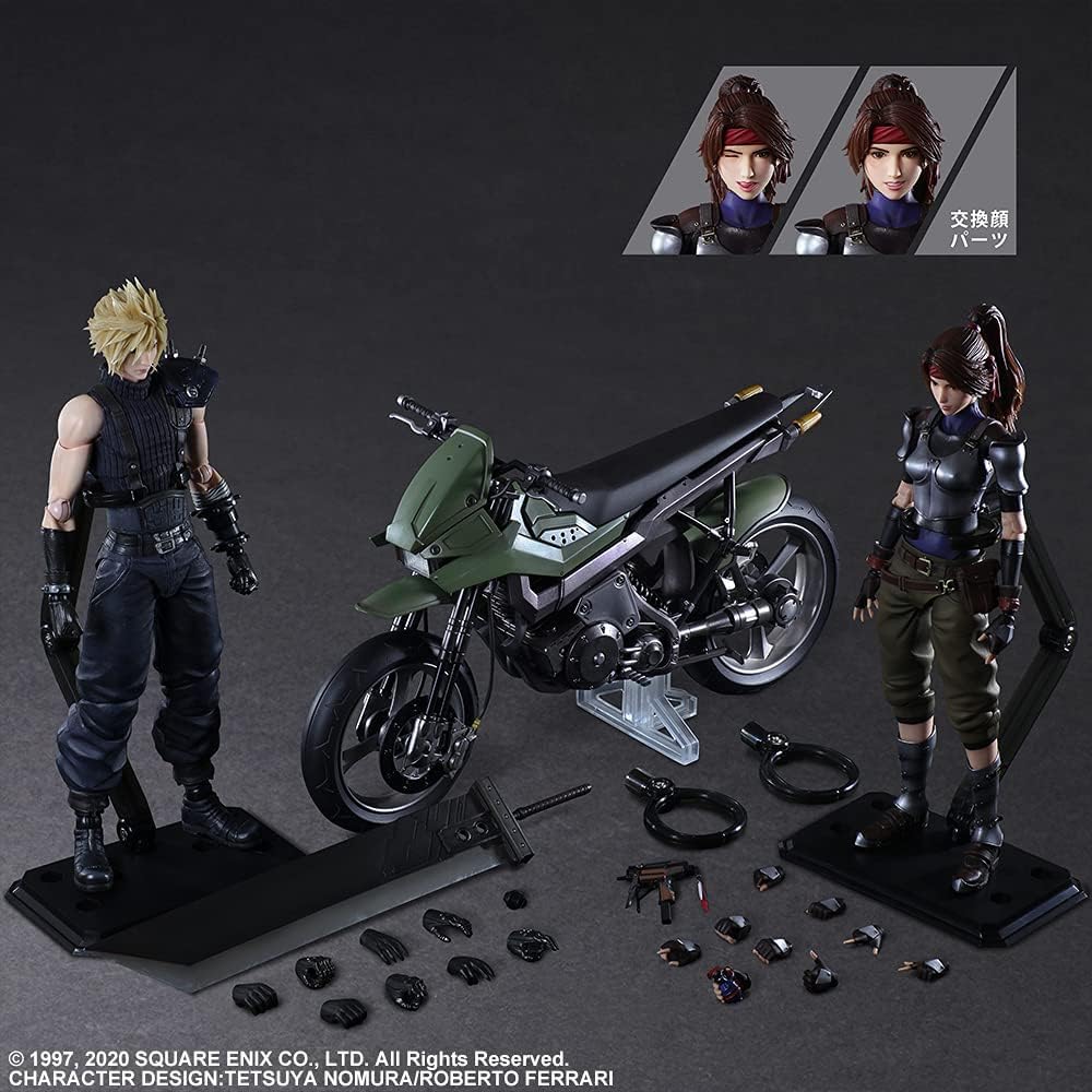 Square Enix Final Fantasy VII Remake: Cloud Strife, Jessie and Motorcycle Play Arts Kai Action Figure Set Jessie: W 3.13" x D 2.23" x H 9.72" | Final Fantasy VII 10 Inch Action Figure Play Arts Kai - Jessie with Cloud & Motorcycle Set