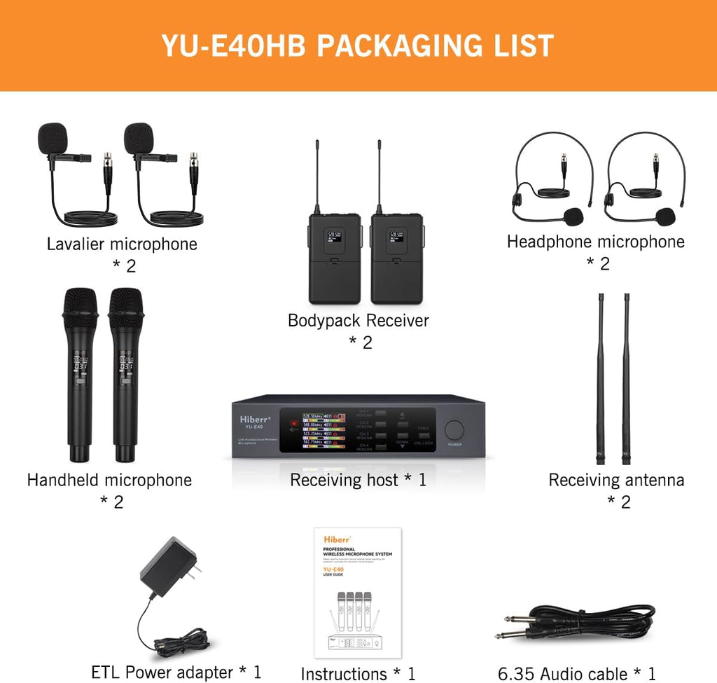 UHF Wireless Microphone System with 2 Handheld & 2 Bodypacks | Includes 2 handheld and 2 bodypack microphones for church, conferences, presentations, karaoke and live events. - Flex Gamingproduct_type