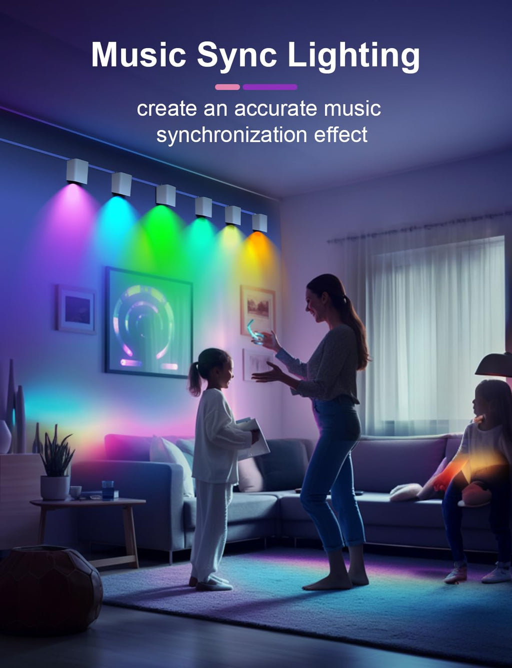 APPECK Smart Wall Sconces 4 Pack, LED Wall Lights RGBCW 8FT, Indoor Dimmable Sconce Lights for Living Room, Bedroom, Game Room, Home Decoration, Music Sync Ambient Lighting Compatible with Alexa - Flex Gamingproduct_type
