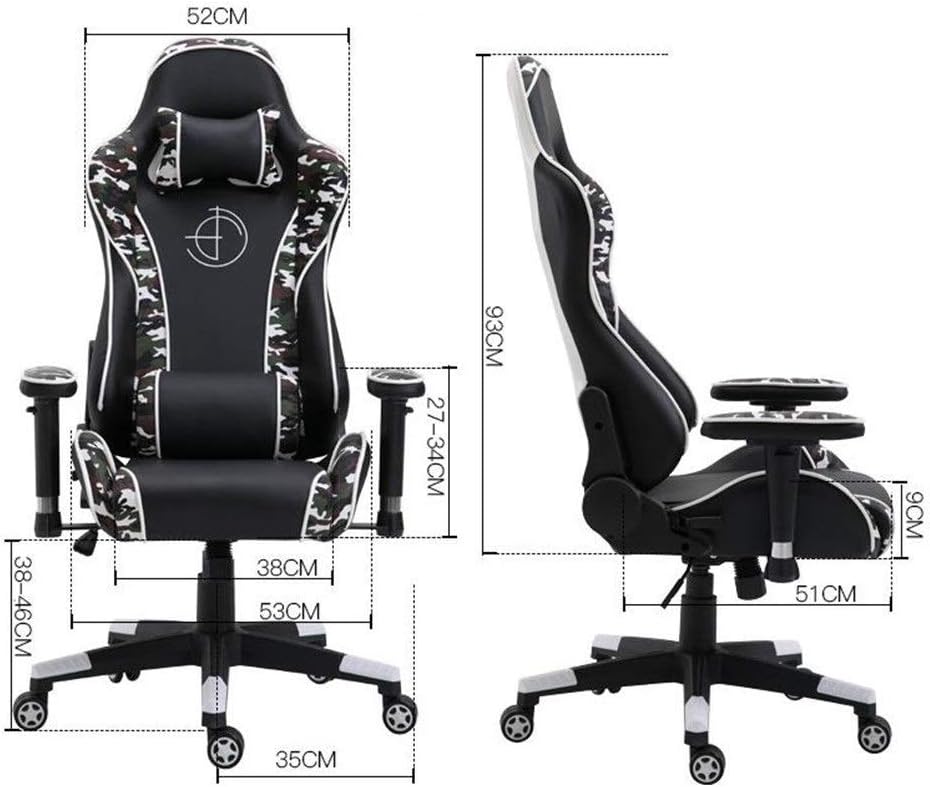 Gaming Chair Game Chair Office Chair Racing Chair PC Computer Chair PU Leather Swivel Chair with Armrest Reclining Ergonomic Gaming Chair (Color : Black Size : As Shown) - Flex Gamingproduct_type