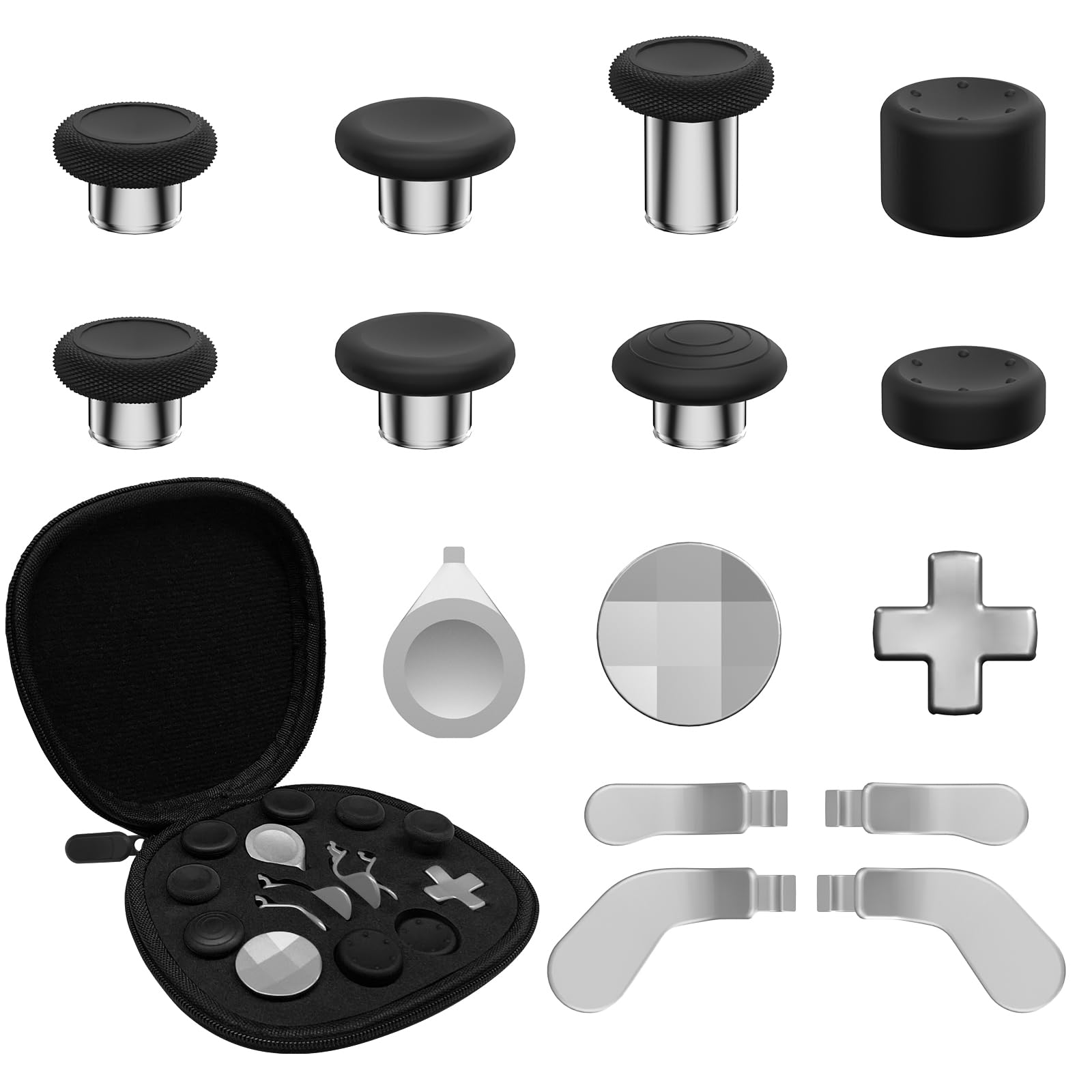 CHARM FOCUS 16-in-1 Metal Thumbsticks Replacement Kits for Xbox Elite Series 2, Xbox Elite 2 Controller Accessories, Includes Magnetic Joysticks, Paddles, Silicone Caps, D-Pads, 1 Tool (Volcano Red) - Flex Gamingproduct_type