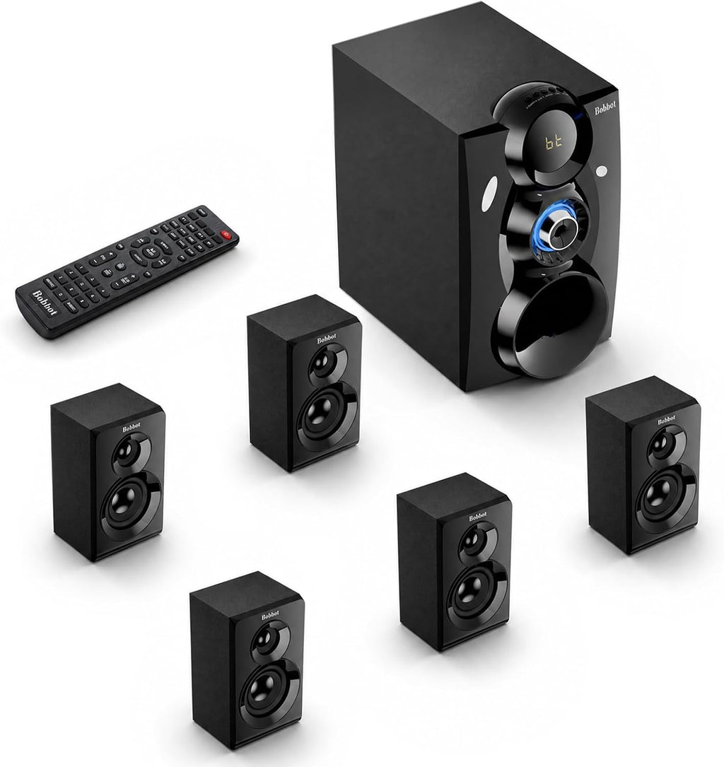 Bobtot Wireless Surround Sound System Home Theater System, 1000W Surround Speakers 8" Subwoofer 5.1/2.1 Channel Deep Bass with ARC Optical Bluetooth Karaoke Input - Flex Gamingproduct_type