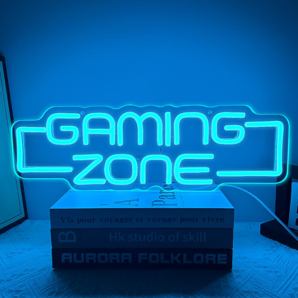 Gaming Zone Neon Sign,Game Zone Neon Sign for Teens Gamer Room Decor，Gaming Light Neon Sign for Gaming Wall Decor，Led Neon Gaming Sign for Gamer Gifts Boys - Flex Gamingproduct_type