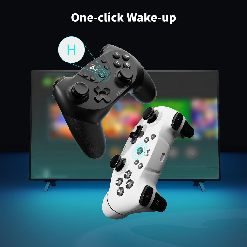 AceGamer Wireless Pro Controller for Nintendo Switch/Lite/OLED/Switch 2/PC, 2 pack, Hall Effect Joystick for Switch 2 Pro Controller with Wake-Up/Dual Vibration/Turbo/Ergonomic ! (Black&White) - Flex Gamingproduct_type