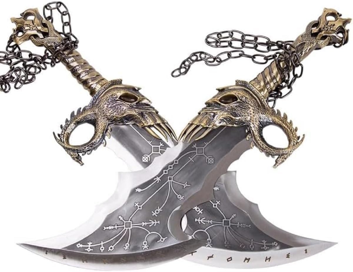 MDM_KT | God of Wars Blades of Chaos, God of Wars, GOW Blades of Chaos Sword Twin Blade Sword, Kraatos Cosplay Prop 1:1 Replic, Viking Gifts, Men Gift for Him