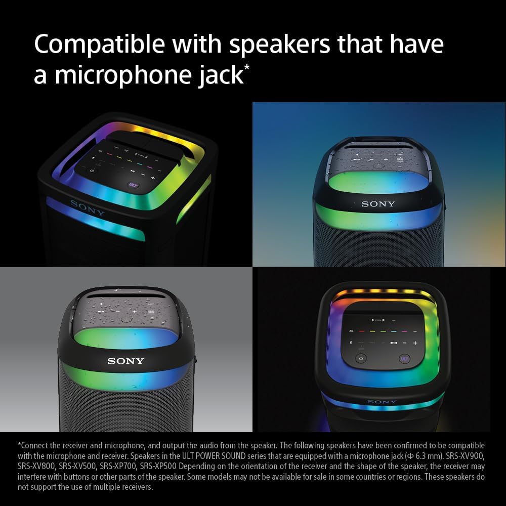 Sony ULT MIC Wireless Microphone for Karaoke, Two Wireless Mics & Receiver | 20 Hr Battery with Quick Charging, Clear Vocals, Duet Assist, Noise Reduction. Pairs Perfectly with ULT POWER SOUND series