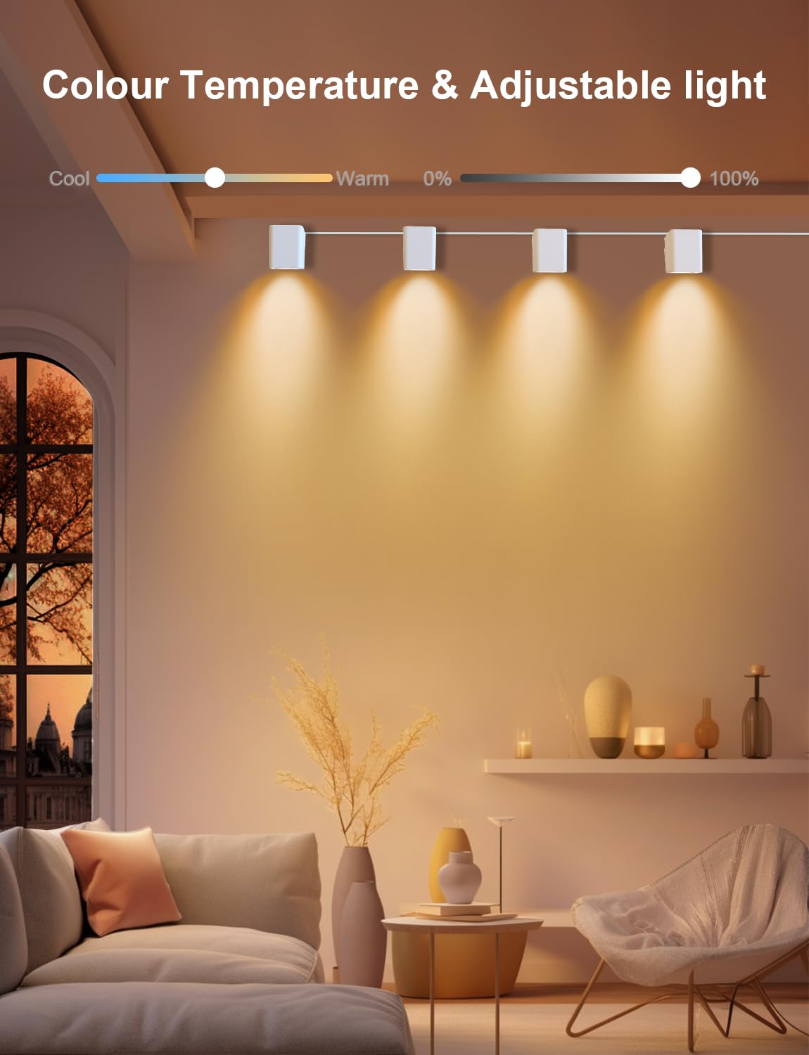 APPECK Smart Wall Sconces 4 Pack, LED Wall Lights RGBCW 8FT, Indoor Dimmable Sconce Lights for Living Room, Bedroom, Game Room, Home Decoration, Music Sync Ambient Lighting Compatible with Alexa - Flex Gamingproduct_type