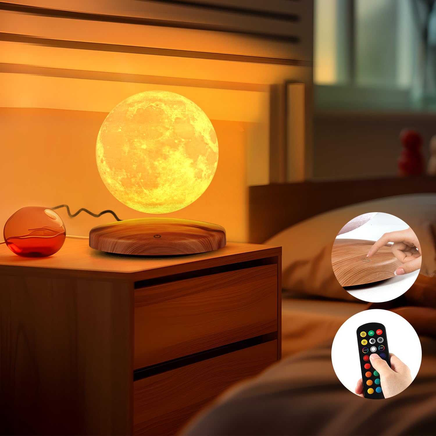 GROPINFLY Levitating Moon Lamp – 18 Colors & Multicolor