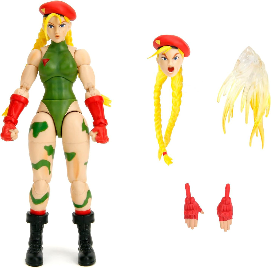 Jada Toys – Street Fighter II Cammy Action Figure - 1:12 Scale Collectible - Includes Interchangeable Heads, Hands, and Accessories - Ages 13+ - Classic Video Game Nostalgia