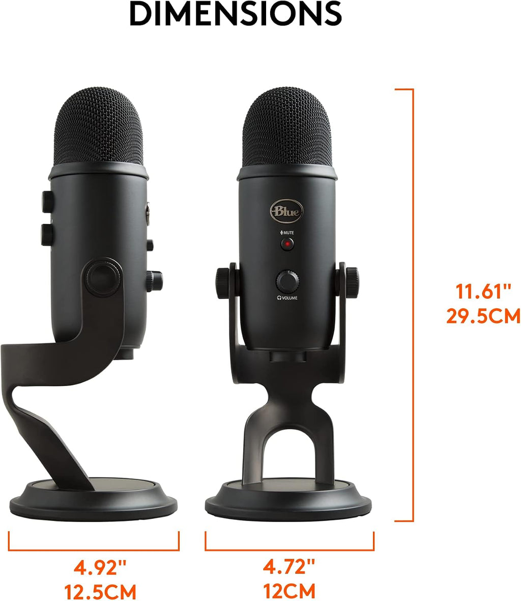 Logitech Creators Blue Yeti USB Microphone for PC, Mac, Gaming, Recording, Streaming, Podcasting, Studio and Computer Condenser Mic with Blue VO!CE effects, 4 Pickup Patterns, Plug and Play - Blackout | VO!CE effects, 4 pickup patterns, plug-and-play oper