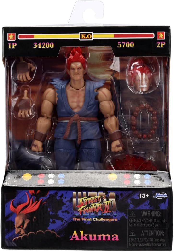 Jada Street Fighter II Akuma Action Figure 6" Tall Fully Articulated, Collector Package