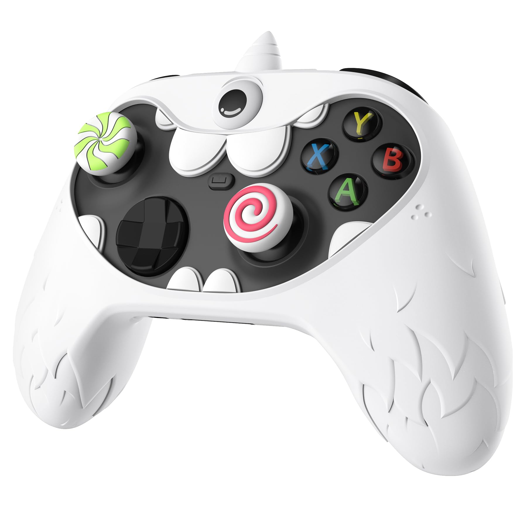 PlayVital MonoEye Monster Controller Skin for Xbox Series X/S - Cute Anti-Slip Silicone Cover Case with 4 Candy Thumb Grip Caps & Stickers, Full Protection Set, Green - Flex Gamingproduct_type